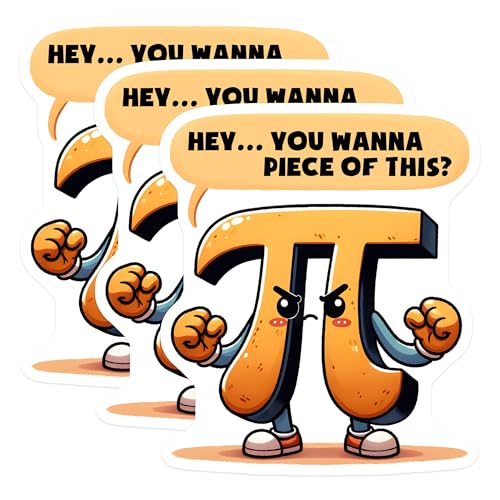 (3 Pack) Angry Pi Decals - Funny Math Pun - Laptop Decals - 3 Inches On Longest Side - Easy Peel & Apply - Made in USA - 3MCS6930