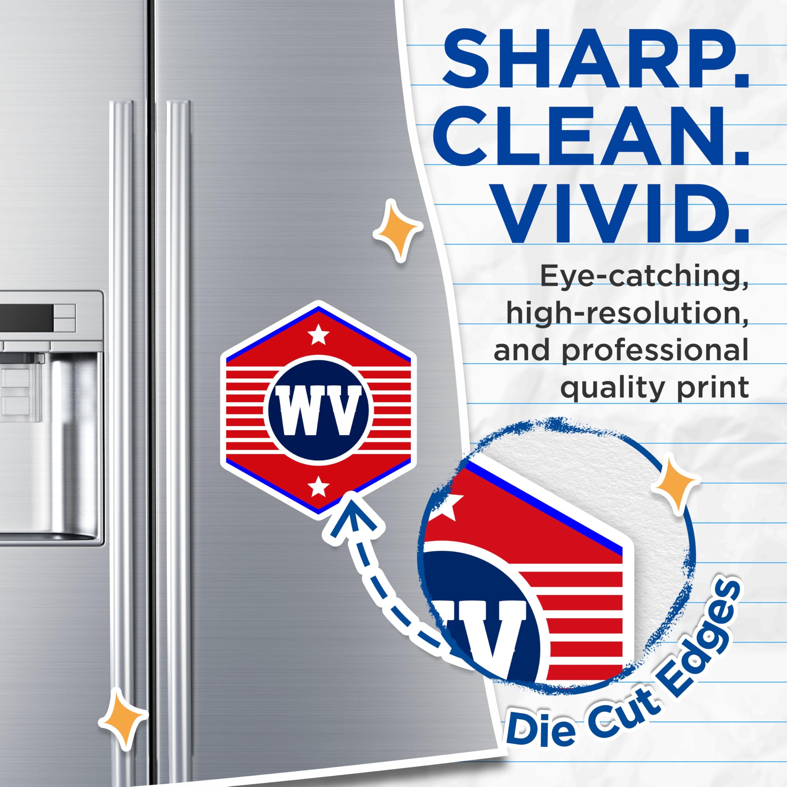 (2 Pack) WV State Magnets - West Virginia Pride Decor - Mountaineer Spirit Souvenir - 5" On Longest Side - Premium Magnet - for Cars, Refrigerators, Toolboxes, Lockers - Made in USA - MAG17310