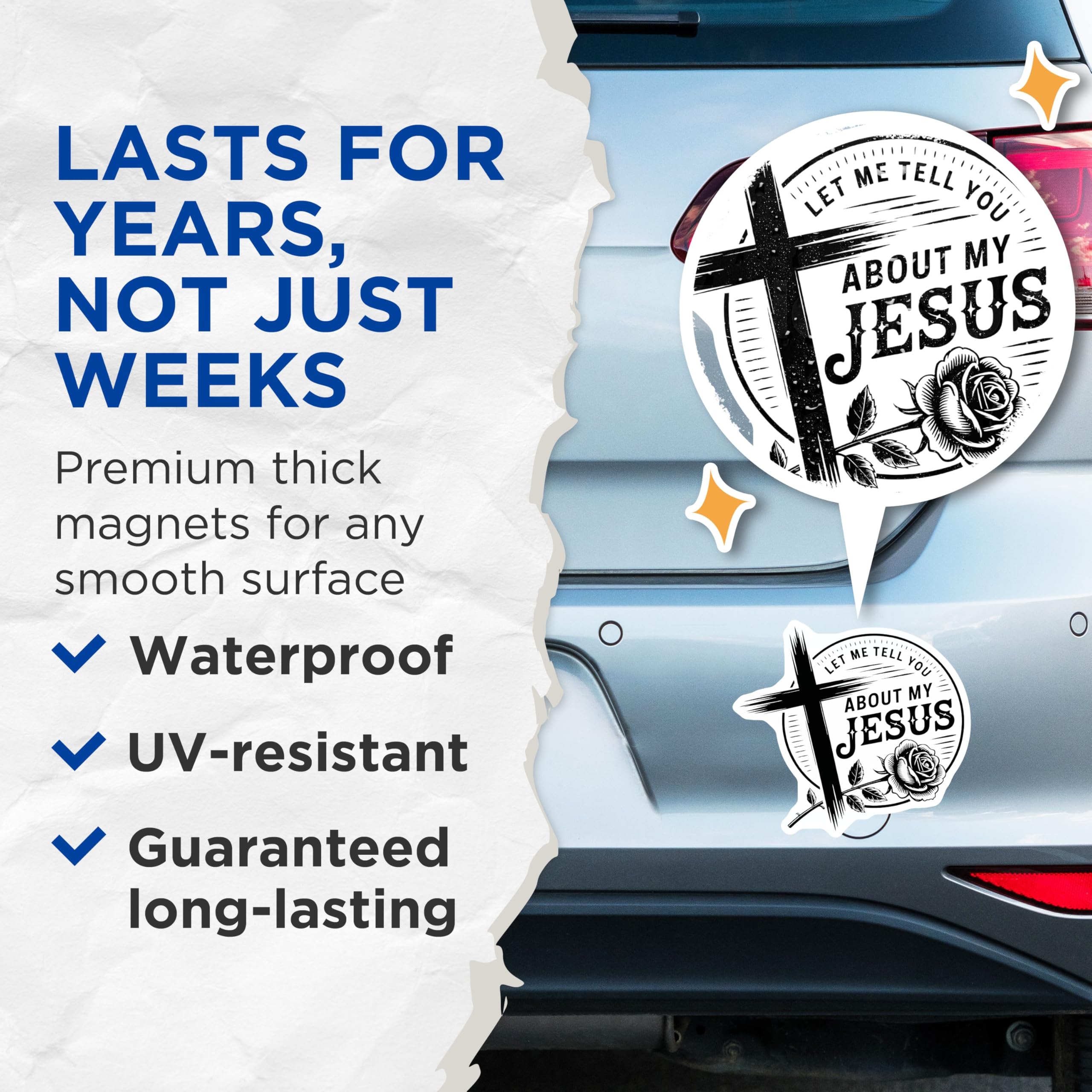 (2 Pack) Jesus Magnets - Christian Decor - Religious Gift Idea - 5" On Longest Side - Premium Magnet - for Cars, Refrigerators, Toolboxes, Lockers - Made in USA - MAG14460