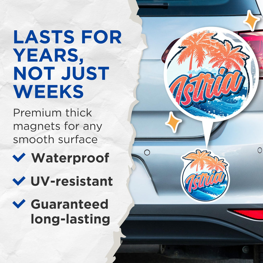 (2 Pack) Istria Croatia Magnets - Tropical Palm Decor - Vacation Travel Souvenir - 5" On Longest Side - Premium Magnet - for Cars, Refrigerators, Toolboxes, Lockers - Made in USA - MAG18498