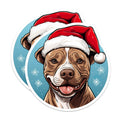 (2 Pack) Christmas Pitbull Dog Magnets - Santa Hat Doggie Fridge Decor - Winter Holiday Pet Lover Accessories - 5 Inches On Longest Side - Thick Durable Magnet - Made in USA - MAG24816