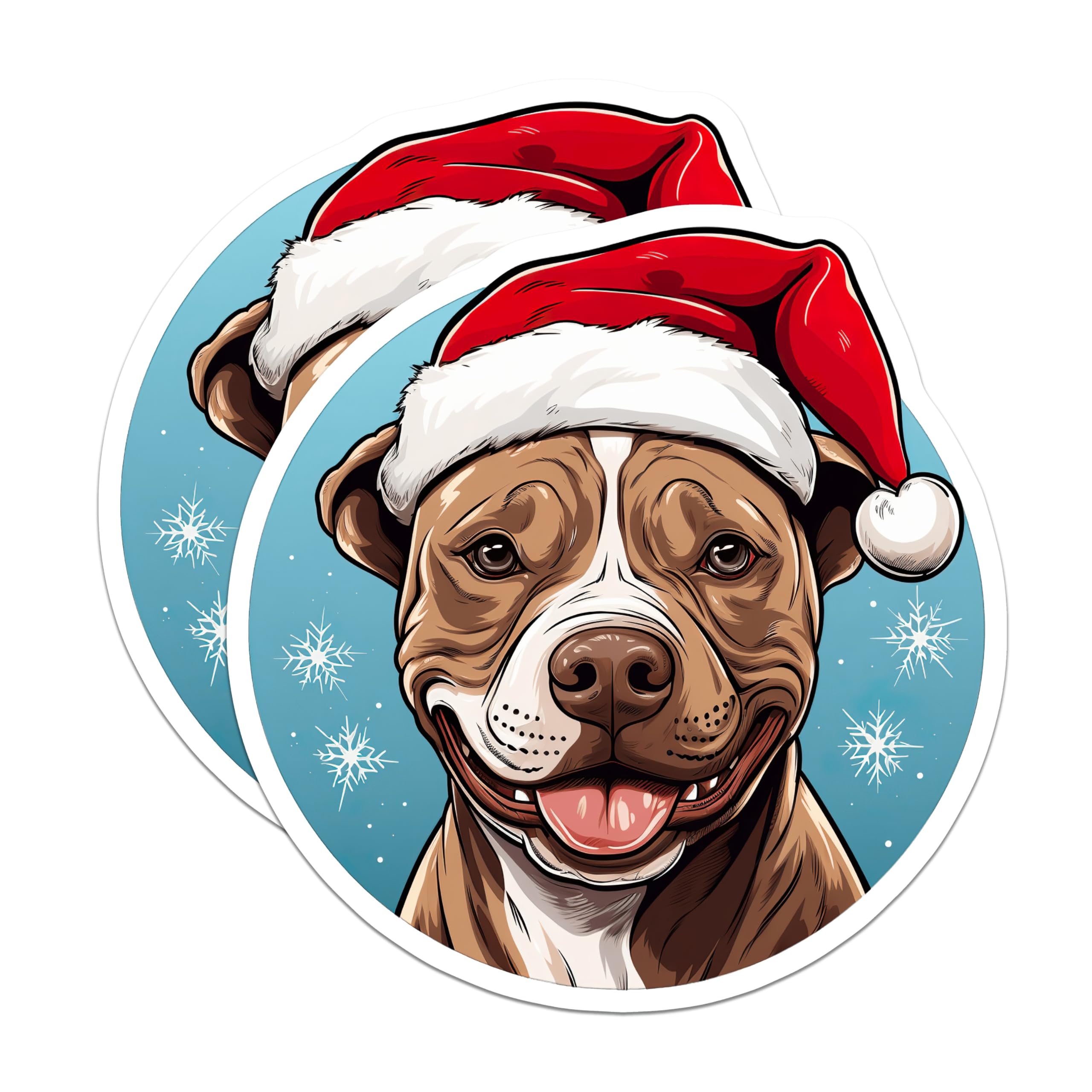 (2 Pack) Christmas Pitbull Dog Magnets - Santa Hat Doggie Fridge Decor - Winter Holiday Pet Lover Accessories - 5 Inches On Longest Side - Thick Durable Magnet - Made in USA - MAG24816
