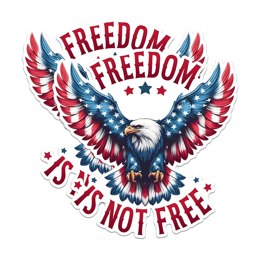 (2 Pack) Freedom is Not Free Magnets - Patriotic Eagle Magnets - American Flag Magnets - Bald Eagle Fridge Magnets- 5" On Longest Side - for Fridges, Toolboxes, Cars - Made in USA - MAG2703