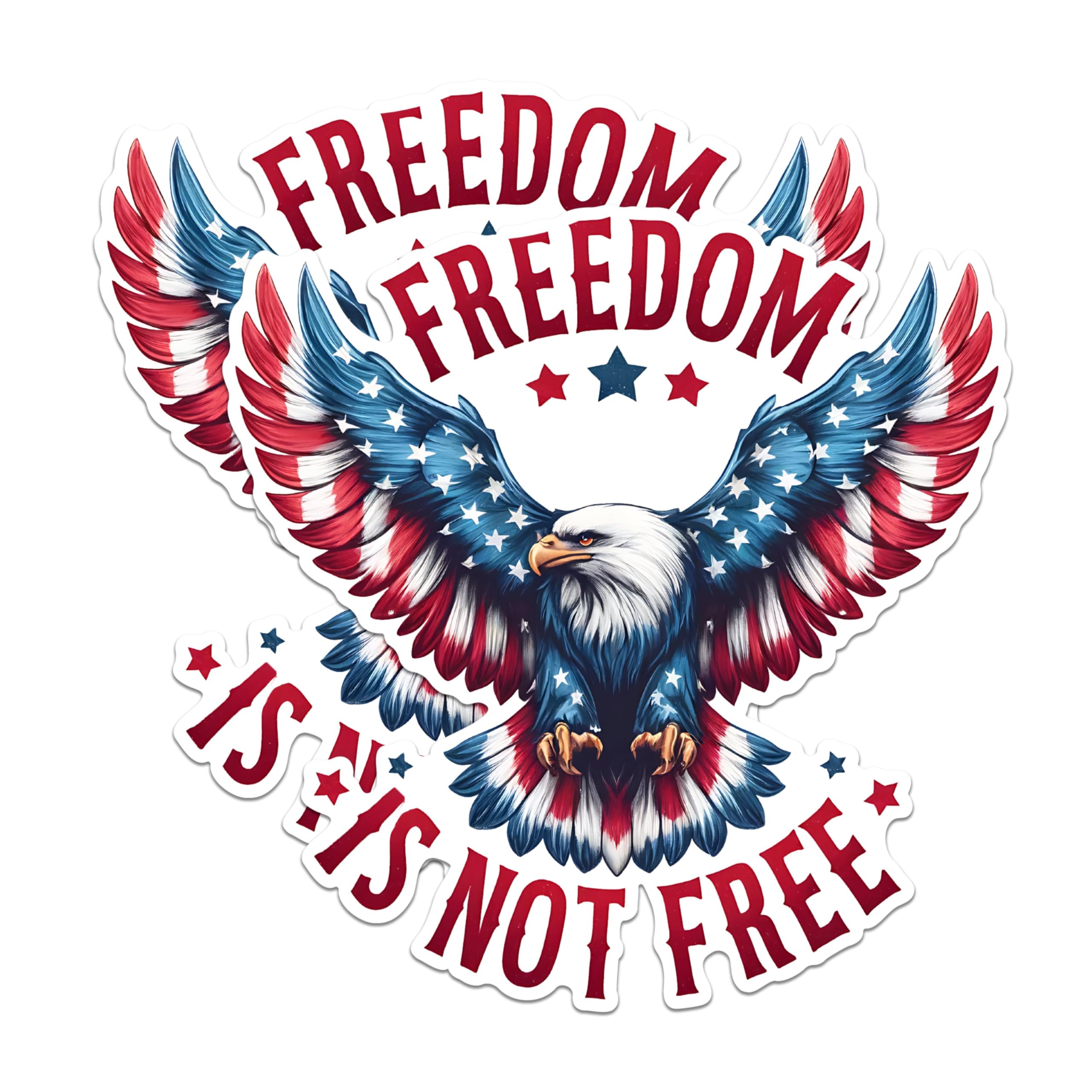 (2 Pack) Freedom is Not Free Magnets - Patriotic Eagle Magnets - American Flag Magnets - Bald Eagle Fridge Magnets- 5" On Longest Side - for Fridges, Toolboxes, Cars - Made in USA - MAG2703