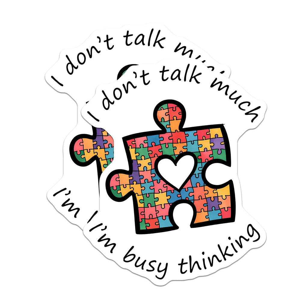 (2 Pack) Puzzle Piece Autism Awareness Stickers - Inspirational Quotes - Multicolor Puzzle Design - 5" On Longest Side - Sticks to Smooth Flat Surfaces - Made in USA - BMCS8426