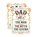 (2 Pack) Dad Stickers Ã¢â‚¬â€œ The Man The Myth The Legend - No. 1 Dad Sticker Decals - 5" On Longest Side - Sticks to Smooth Flat Surfaces - Made in USA - BMCS6014