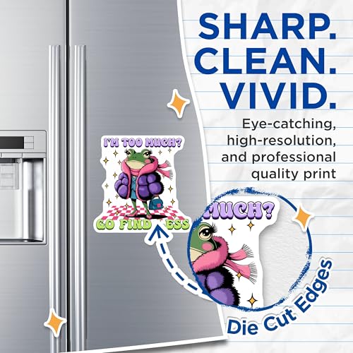 (2 Pack) I'm Too Much Frog Magnets - Funny Animal Magnet - Cute Frog for Office - 5" On Longest Side - for Cars, Fridges, Toolboxes - Made in USA - MAG3768