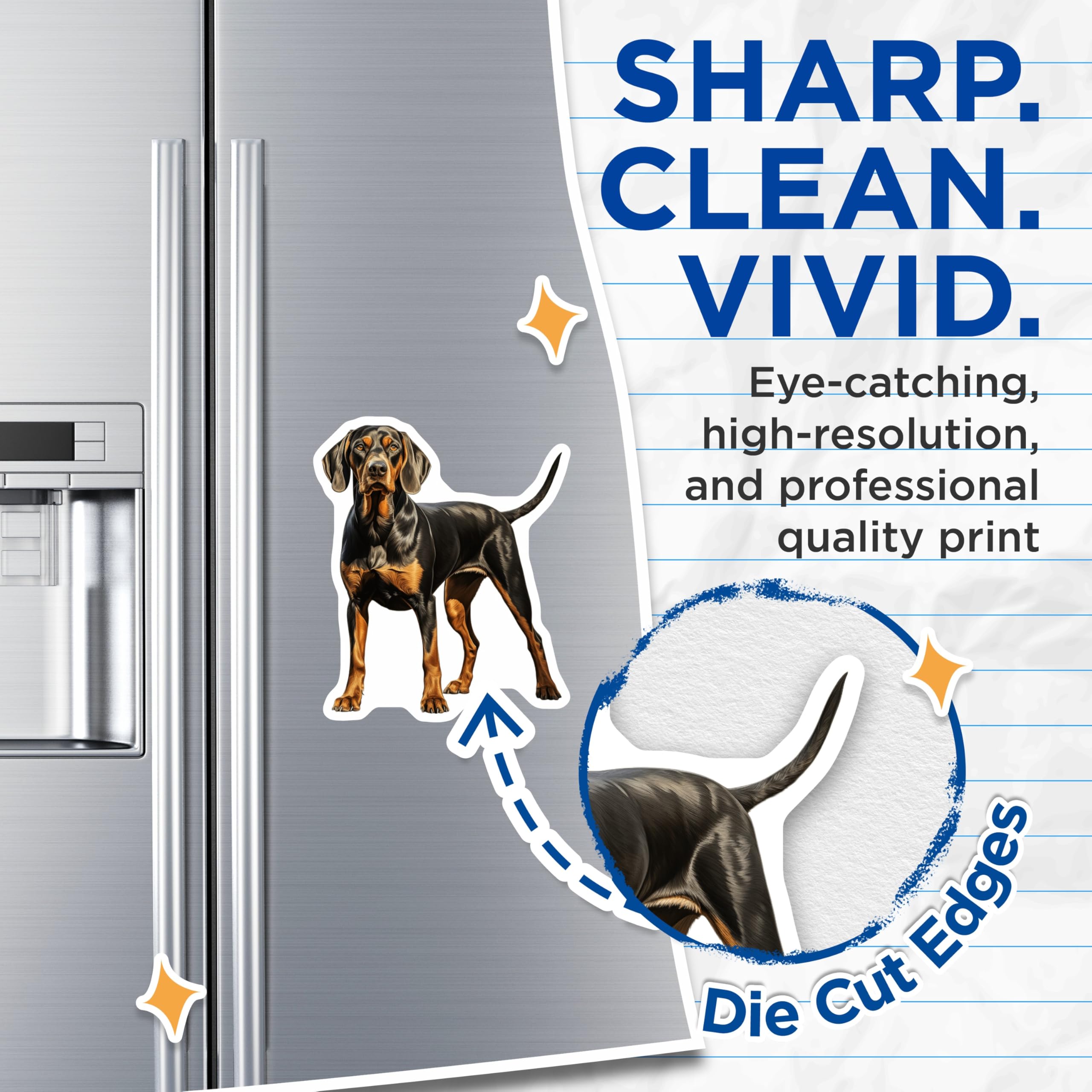 (2 Pack) Elegant Black and Tan Hound Magnets - Majestic Doberman Pinscher Dog Art - Pet Lover Refrigerator Locker Decor - 5 Inches On Longest Side - Thick Durable Magnet - Made in USA - MAG24070