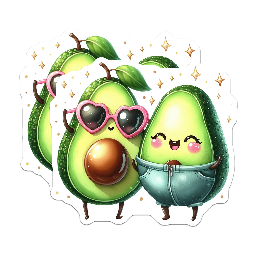 (2 Pack) Cute Avocado Magnets - Kawaii Food Decor - Fridge Accessory for Couples - 5 Inches On Longest Side - Thick Durable Magnet - Made in USA - MAG39362