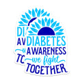 (2 Pack) Diabetes Awareness Magnets - We Fight Together Support - Blue Ribbon Advocacy Decor - 5 Inches On Longest Side - Thick Durable Magnet - Made in USA - MAG37601