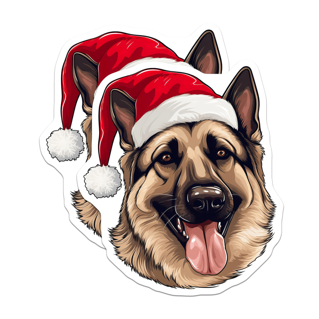 (2 Pack) German Shepherd Christmas Magnets - Holiday Dog Decor - Pet Lover Fridge Magnet - 5 Inches On Longest Side - Thick Durable Magnet - Made in USA - MAG30897