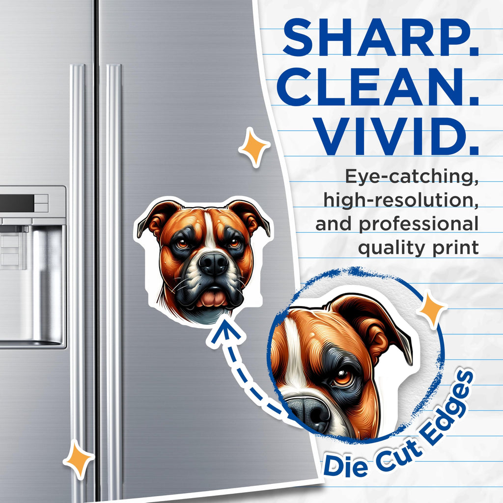 (2 Pack) Boxer Dog Magnets - Canine Lover Decor - Refrigerator Lockers Magnets - 5" On Longest Side - Premium Magnet - for Cars, Refrigerators, Toolboxes, Lockers - Made in USA - MAG15062