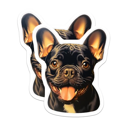 (2 Pack) French Bulldog Magnets - Cute Dog Magnets - Animal Art Magnets for Home - 5" On Longest Side - for Cars, Fridges, Toolboxes - Made in USA - MAG3947