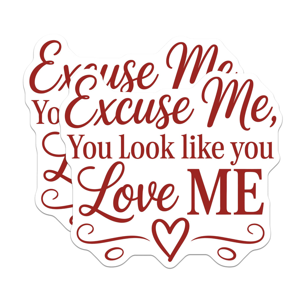 (2 Pack) Excuse Me You Look Like You Love Me Magnets - Romantic Quote Expression - Flirty Fridge Refrigerator Decor - 5 Inches On Longest Side - Thick Durable Magnet - Made in USA - MAG21774