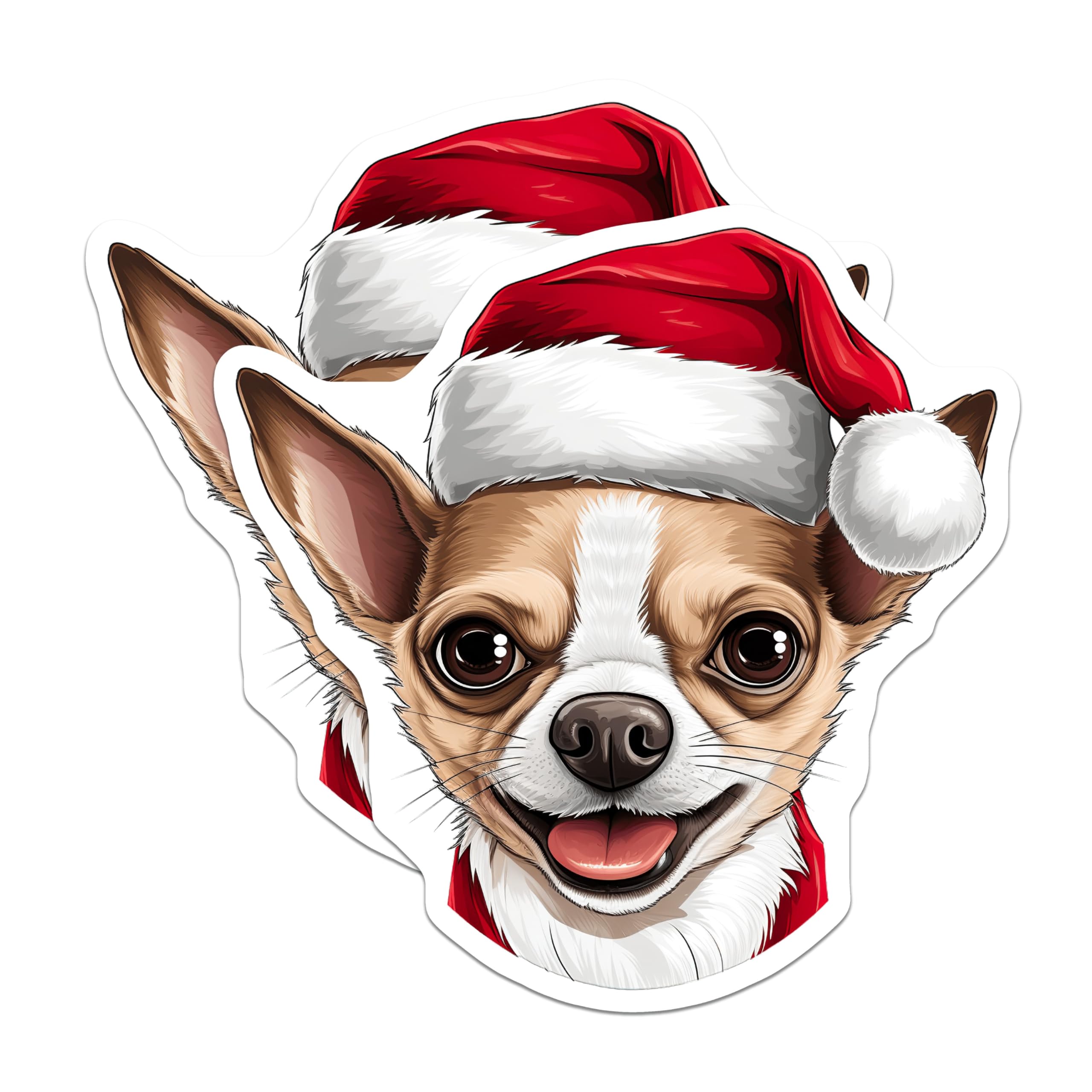 (2 Pack) Chihuahua Christmas Magnets - Santa Hat Dog Decor - Holiday Pet Lover Present - 5 Inches On Longest Side - Thick Durable Magnet - Made in USA - MAG25329