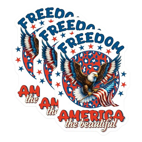 (3 Pack) Patriotic Eagle Decals - Freedom America Decal - American Flag Decal - 3 Inches On Longest Side - Easy Peel & Apply - Made in USA - 3MCS6168