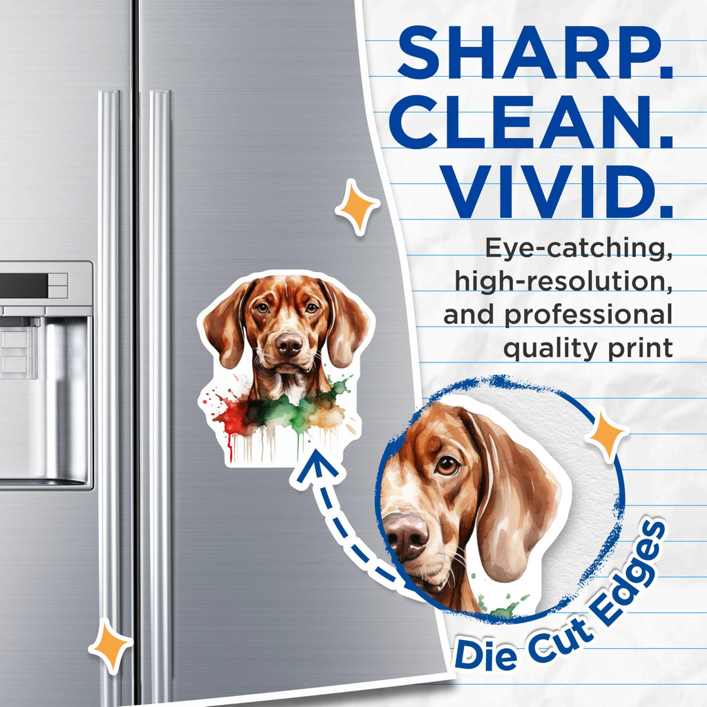 (2 Pack) Vizsla Dog Magnets - Watercolor Pet Art - Dog Mom Fridge Decor - 5 Inches On Longest Side - Thick Durable Magnet - Made in USA - MAG26593