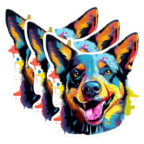 (3 Pack) Australian Cattle Dog Decals - Colorful Heeler Decal - Laptop Decals - 3 Inches On Longest Side - Easy Peel & Apply - Made in USA - 3MCS0631