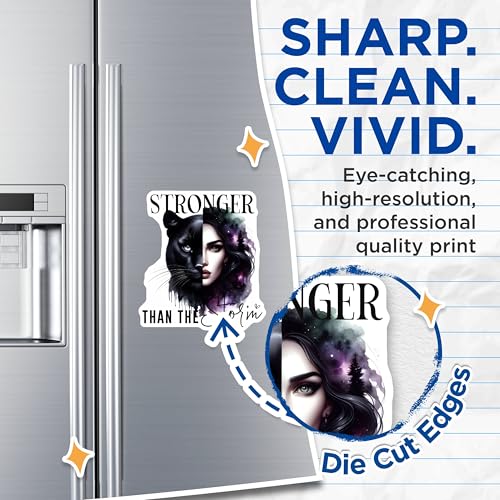 (2 Pack) Stronger Than The Storm Magnets Magnets - Inspirational Quotes - Panther and Woman Art - 5" On Longest Side - Made in USA - Sticks to Refrigerators & Metal Surfaces - MAG9229