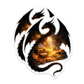 (2 Pack) Black Dragon Treasure Hoard Magnets - Fantasy Creature Gold Pile Decor - Epic Mythical Beast Dungeon RPG Art - 5 Inches On Longest Side - Thick Durable Magnet - Made in USA - MAG21475