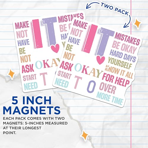 (2 Pack) Inspirational Quote Magnets Magnets - Motivational Words - 5" On Longest Side - Made in USA - Sticks to Refrigerators & Metal Surfaces - MAG9173