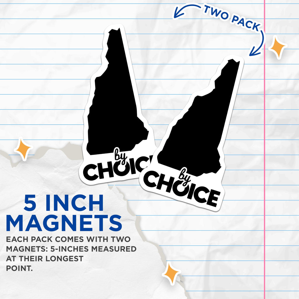 (2 Pack) New Hampshire Magnets - State Silhouette Decor - By Choice Motto Pride - 5 Inches On Longest Side - Thick Durable Magnet - Made in USA - MAG22105