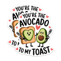 (2 Pack) Funny Avocado Stickers - Cute Food Pun Stickers - You're The Avocado to My Toast - 5" On Longest Side - Sticks to Smooth Flat Surfaces - Made in USA - BMCS3691