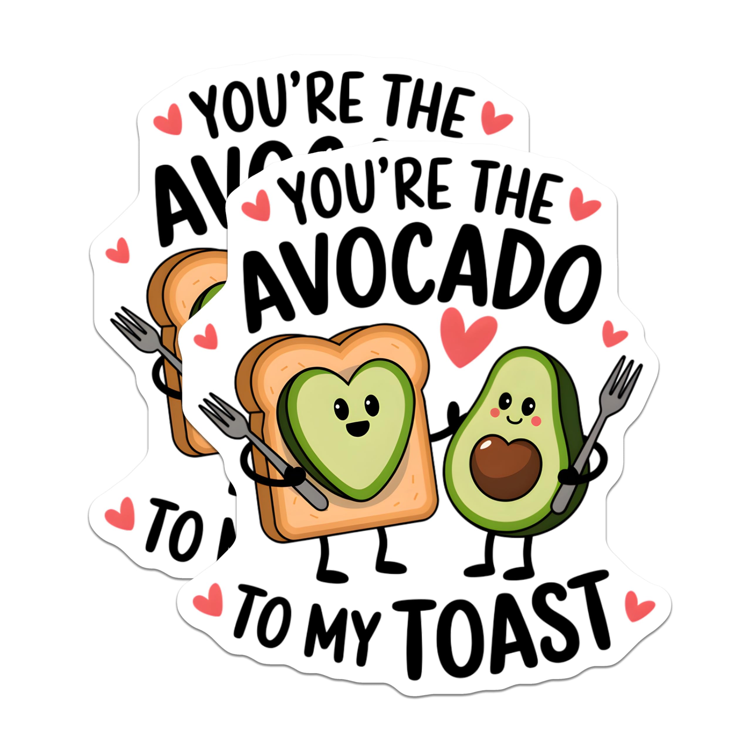 (2 Pack) Funny Avocado Stickers - Cute Food Pun Stickers - You're The Avocado to My Toast - 5" On Longest Side - Sticks to Smooth Flat Surfaces - Made in USA - BMCS3691