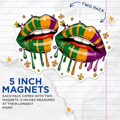 (2 Pack) New Orleans Festive Decor Magnet - 5" On Longest Side - Sticks to Smooth Flat Surfaces - Made in USA - MAG9616