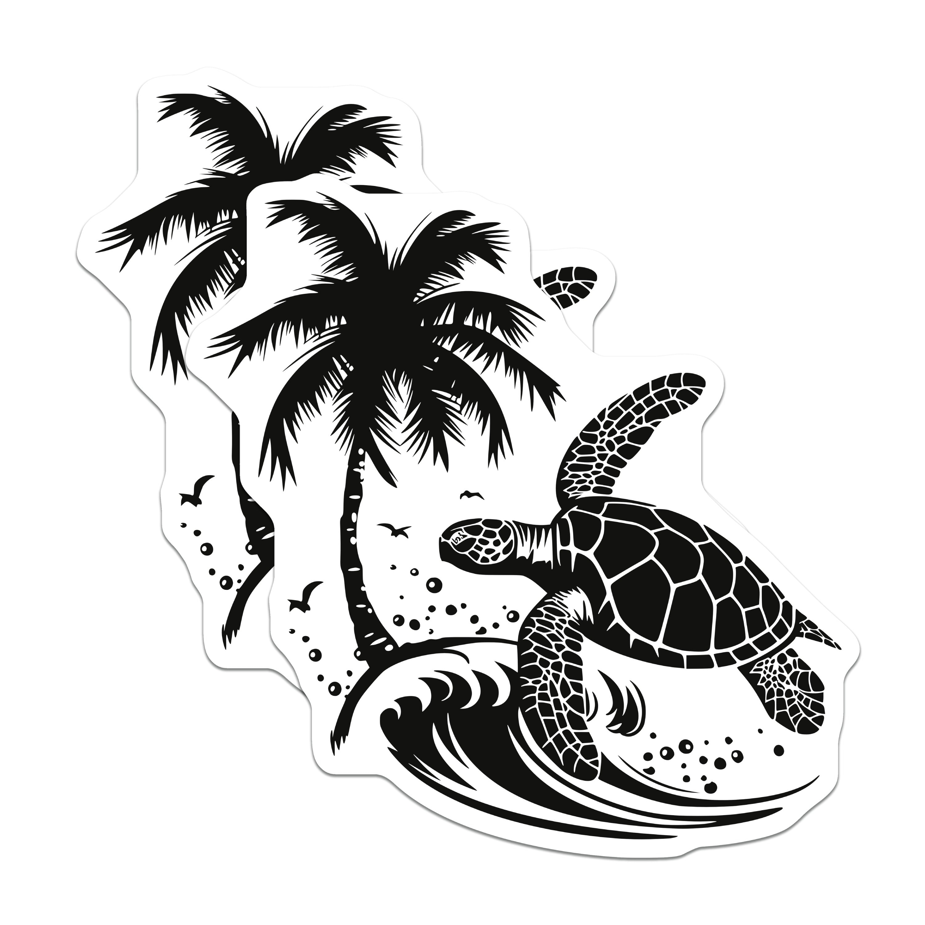 (2 Pack) Sea Turtle Palm Tree Magnets - Ocean Wave Marine Life - Tropical Beach House Decor - 5 Inches On Longest Side - Thick Durable Magnet - Made in USA - MAG39892