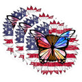 (3 Pack) American Flag Sunflower Decals - Butterfly Flower Stickers - Patriotic Decal - 3 Inches On Longest Side - Easy Peel & Apply - Made in USA - 3MCS4676