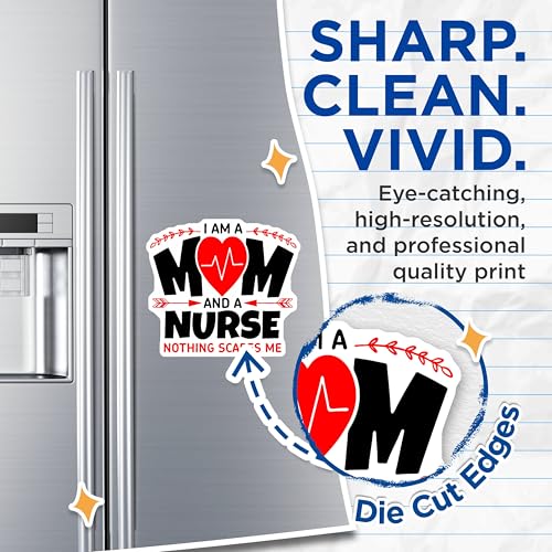 (2 Pack) Mom and Nurse Magnets Magnets - Nothing Scares Me - Inspirational Nurse Magnet - 5" On Longest Side - Made in USA - Sticks to Refrigerators & Metal Surfaces - MAG8900