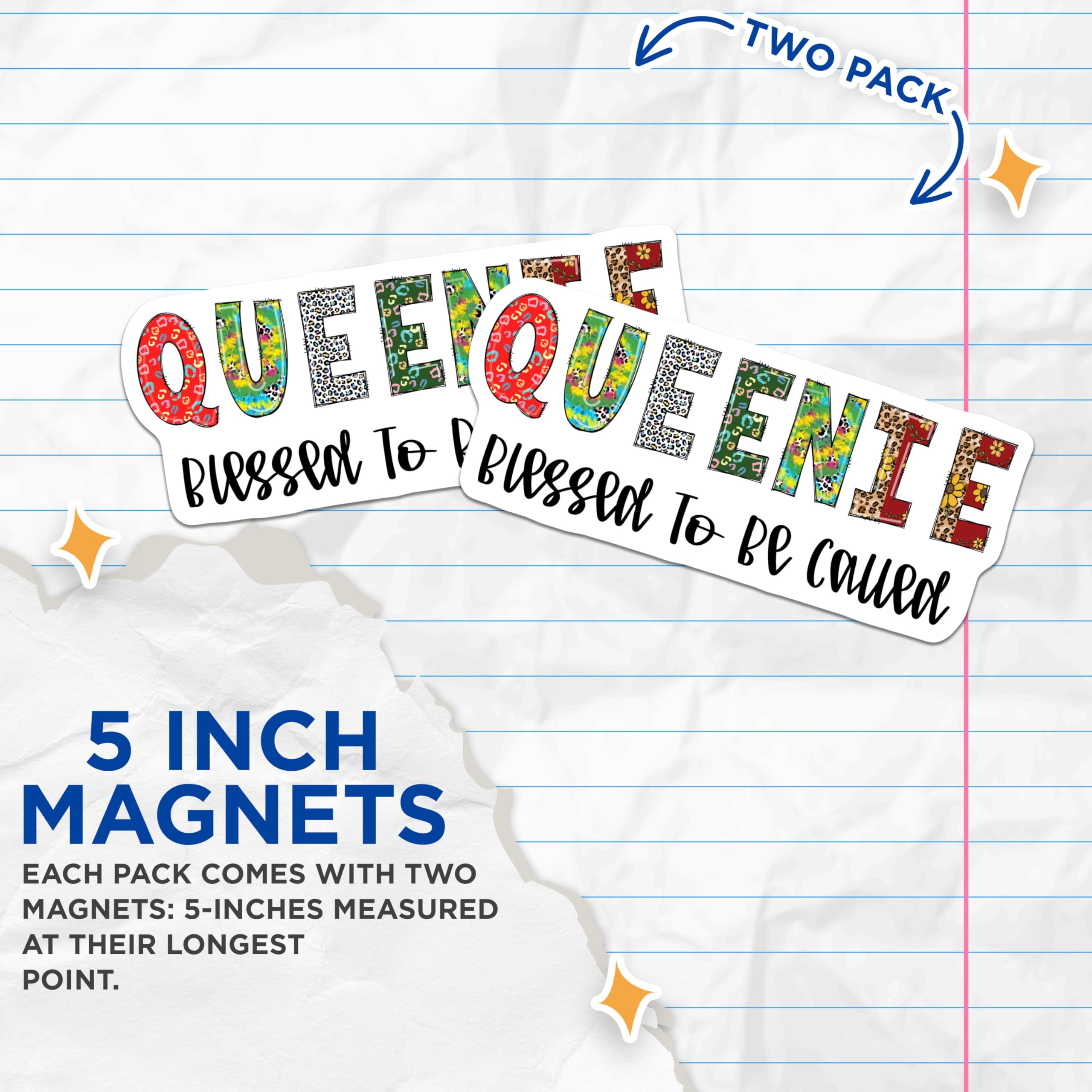 (2 Pack) Queenie Magnets - Blessed to Be Called - Colorful Lettering Magnets - 5" On Longest Side - Premium Magnet - for Cars, Refrigerators, Toolboxes, Lockers - Made in USA - MAG14970