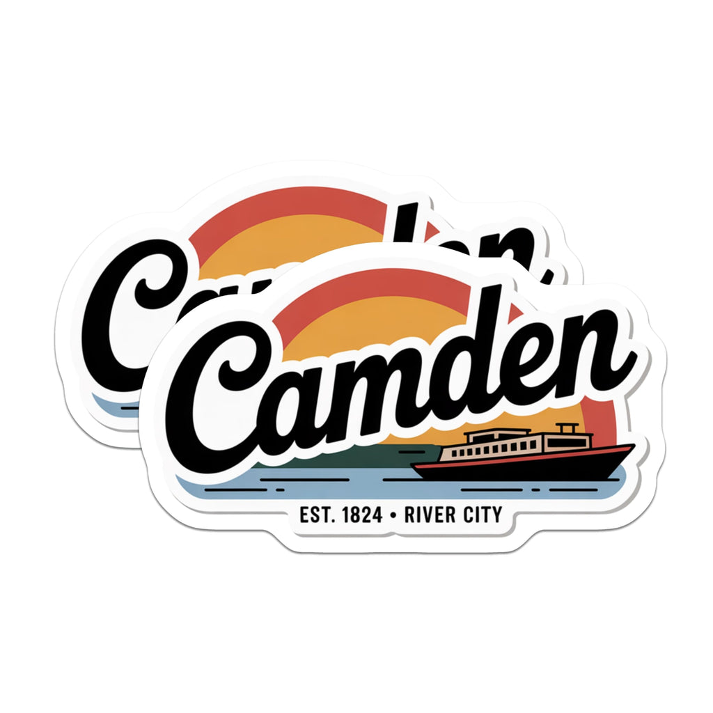(2 Pack) Camden NJ Magnets - River City Souvenir - New Jersey Trip Decor - 5" On Longest Side - Premium Magnet - for Cars, Refrigerators, Toolboxes, Lockers - Made in USA - MAG18485