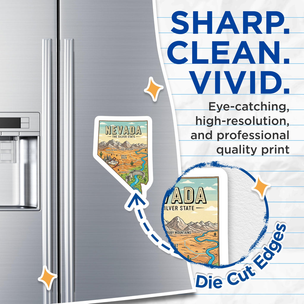 (2 Pack) Nevada Magnets - The Silver State - Nevada State Map - USA Travel Decor - 5" On Longest Side - Premium Magnet - for Cars, Refrigerators, Toolboxes, Lockers - Made in USA - MAG17899