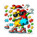 (2 Pack) Puzzle Piece Character Stickers - Cool Puzzle Design - Fun Puzzling Decor - 5" On Longest Side - Sticks to Smooth Flat Surfaces - Made in USA - BMCS9692