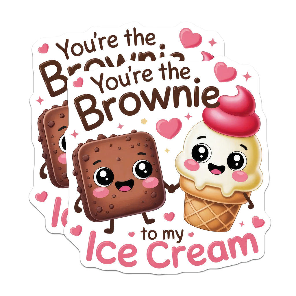 (2 Pack) Brownie Ice Cream Magnets - Cute Foodie Couple Aesthetic - Sweet Relationship Decor - 5 Inches On Longest Side - Thick Durable Magnet - Made in USA - MAG37654