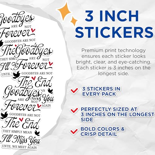 (3 Pack) Remembrance Decals - Memorial Quote - Loss Sympathy Decal - 3 Inches On Longest Side - Easy Peel & Apply - Made in USA - 3MCS1735