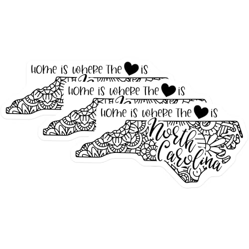 (3 Pack) North Carolina Decals - Home State Art - Laptop Car Decals - 3 Inches On Longest Side - Easy Peel & Apply - Made in USA - 3MCS7846