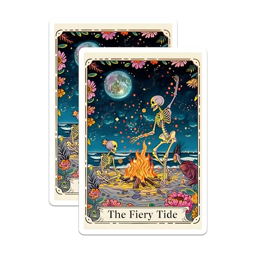 (2 Pack) Moonlit Beach Scene Magnet - Vibrant Skeleton Art - Tropical Beach Theme - 5" On Longest Side - Sticks to Smooth Flat Surfaces - Made in USA - MAG10021