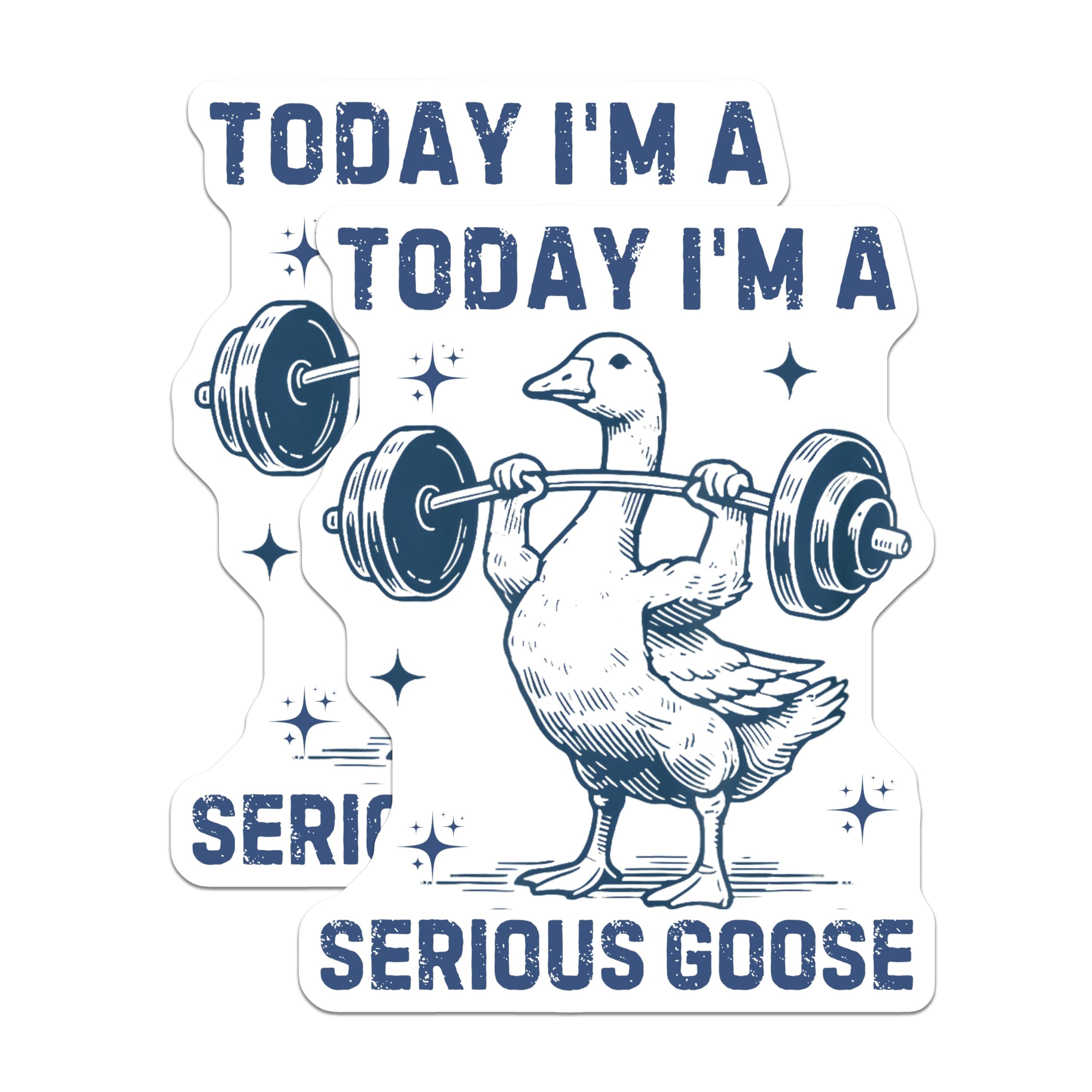 (2 Pack) Serious Goose Stickers - Weightlifting Goose - Funny Animal Stickers for Laptops - 5" On Longest Side - Sticks to Smooth Flat Surfaces - Made in USA - BMCS4494