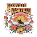 (2 Pack) Nashville Cowboy Club Magnets - Western Retro Boho Art - Horse Rider Sunset Floral Decor - 5 Inches On Longest Side - Thick Durable Magnet - Made in USA - MAG21651
