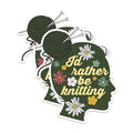 (2 Packs) I'd Rather Be Knitting Stickers - Funny Knitter Flowers Love to Knit Decals - 5 Inches On Longest Side - Premium Vinyl Decal - Sticks to Any Smooth Flat Surface - Made in USA - BMCS2483