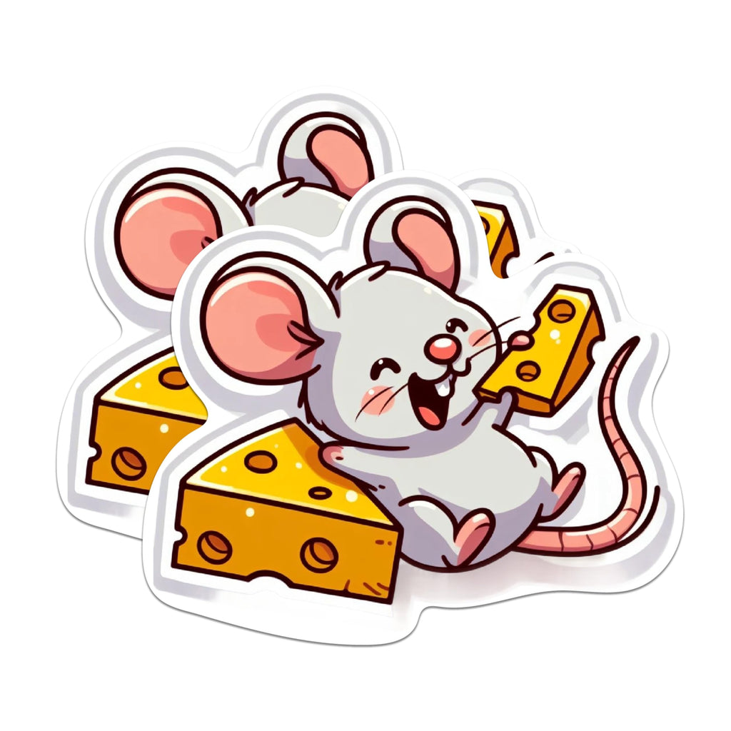 (2 Pack) Mouse Eating Cheese Laughing Magnets - Laughing Mouse Cheese Magnets - 5 Inches On Longest Side - Premium Magnet - for Cars, Refrigerators, Toolboxes - Made in USA - MAG2125