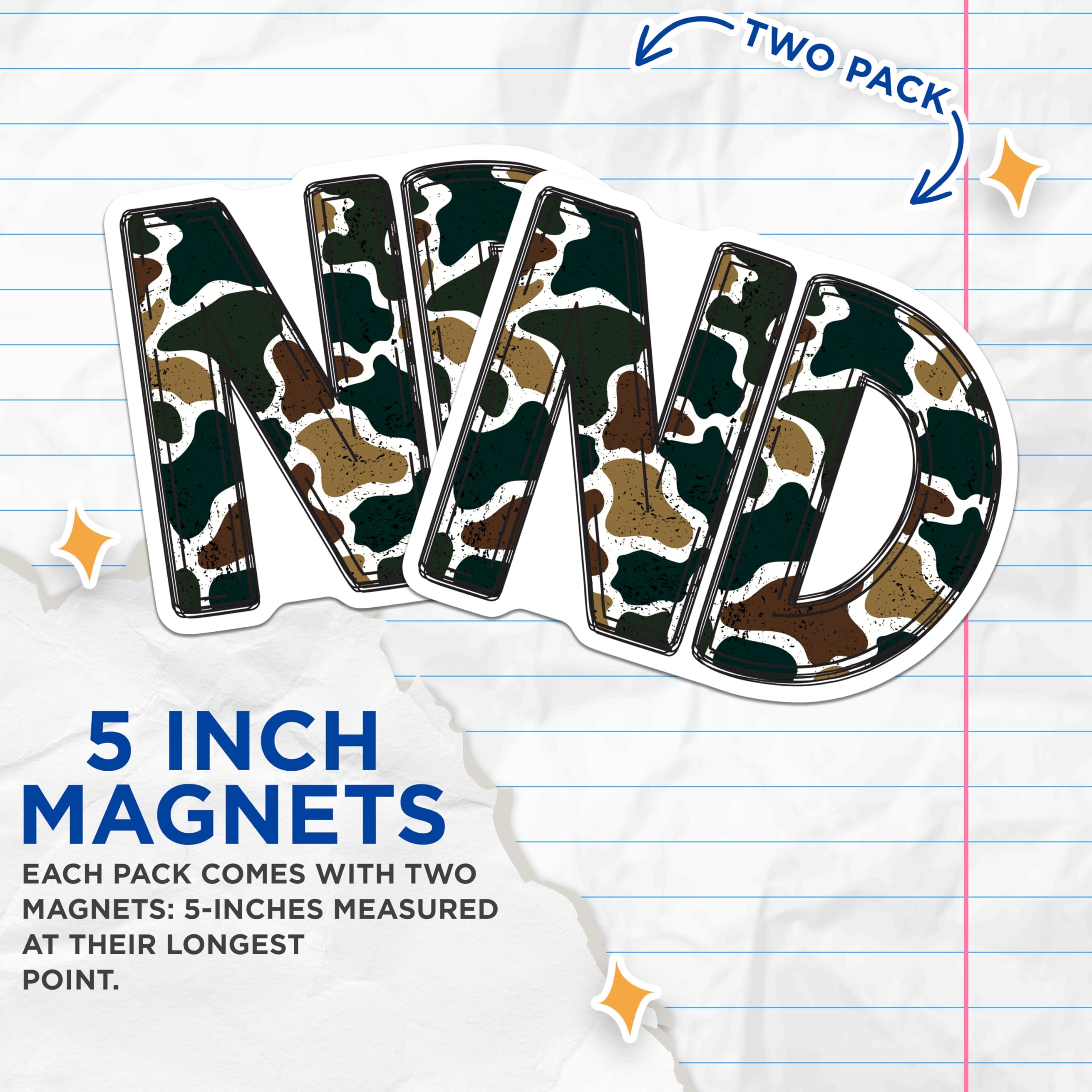 (2 Pack) North Dakota ND State Camouflage Magnets - Military Hunting Theme Fridge Decor - Rustic Army Style Initials - 5 Inches On Longest Side - Thick Durable Magnet - Made in USA - MAG22942