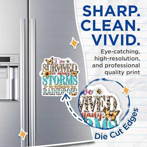 (2 Pack) I've Survived Too Many Storms Magnets - Inspirational Quote Magnets - Motivational Home Decor - 5" On Longest Side - for Cars, Refrigerators, Toolboxes, Lockers - Made in USA BMCS3223