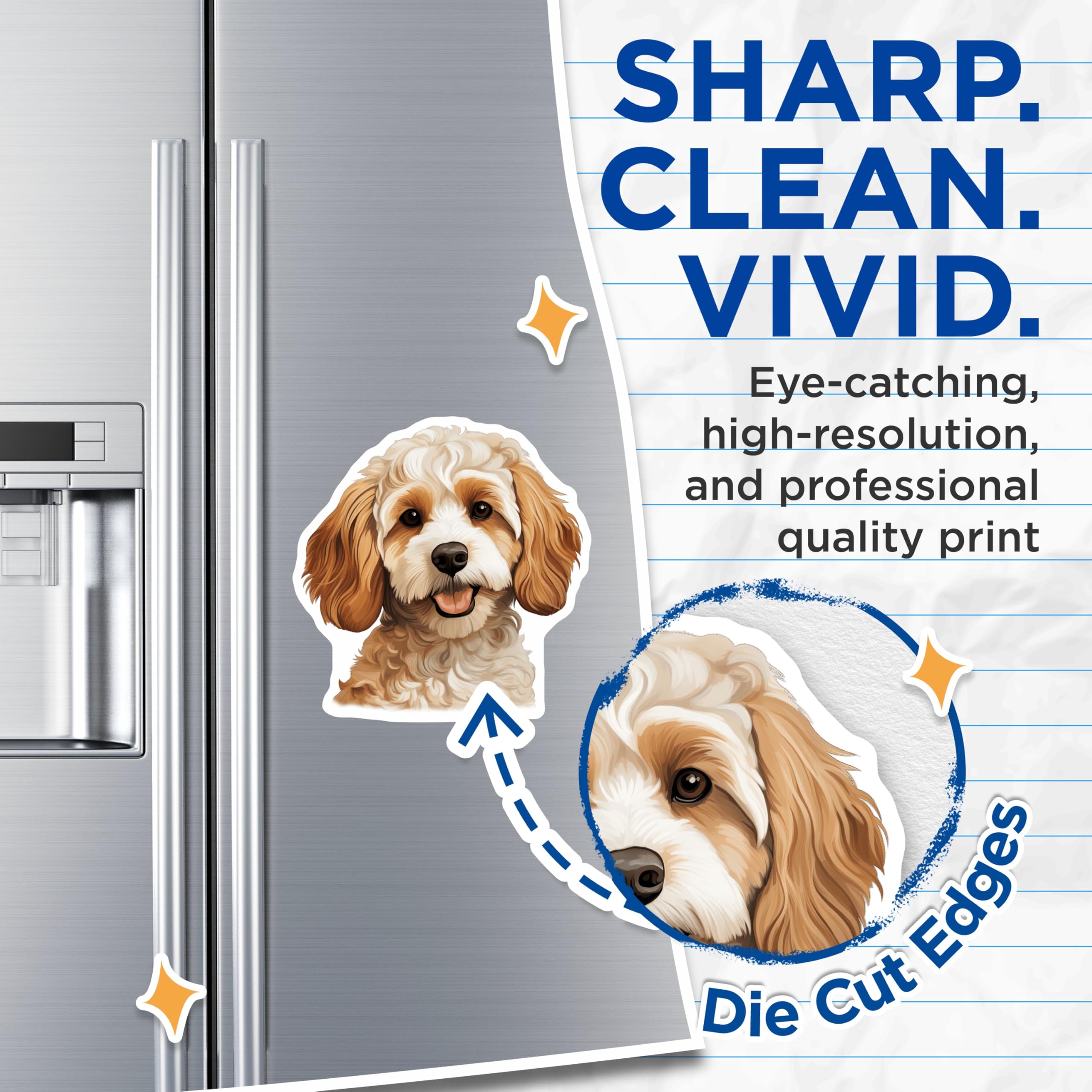 (2 Pack) Cockapoo Dog Magnets - Cute Doodle Puppy - Pet Lover Refrigerator Decor - 5 Inches On Longest Side - Thick Durable Magnet - Made in USA - MAG24716