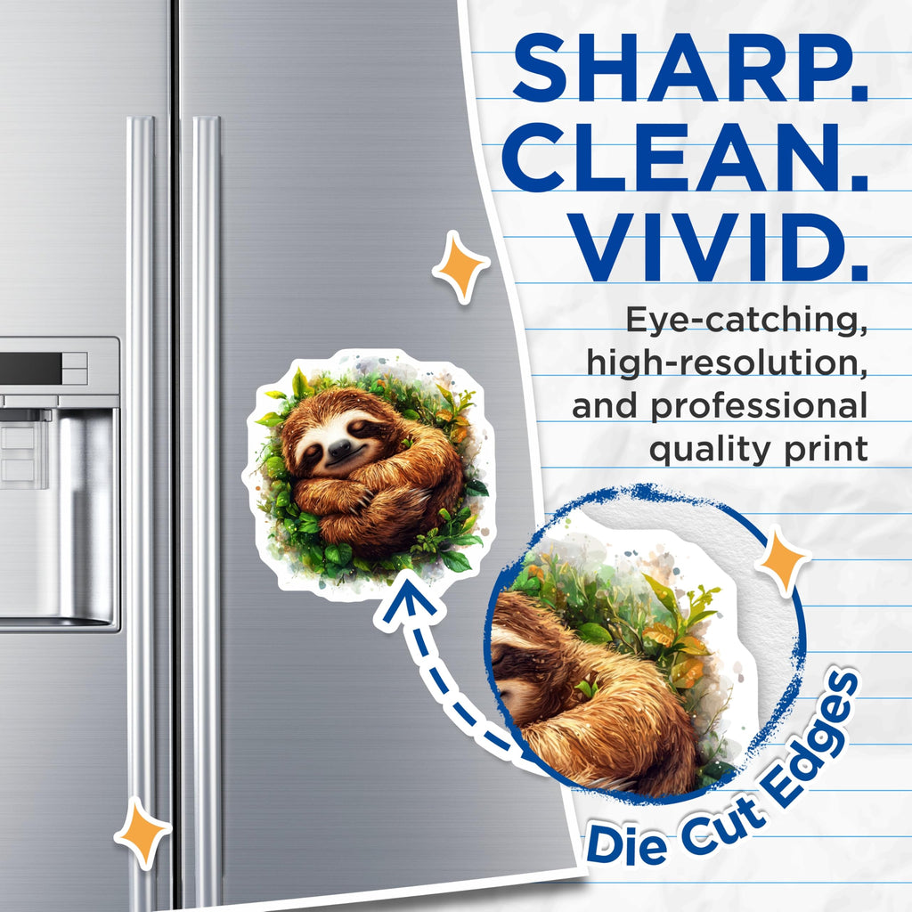 (2 Pack) Sleeping Sloth Magnets - Cute Animal Decor - Nature Lover Fridge Organizer - Nursery Kitchen Home Decor - 5 Inches On Longest Side - Thick Durable Magnet - Made in USA - MAG27631