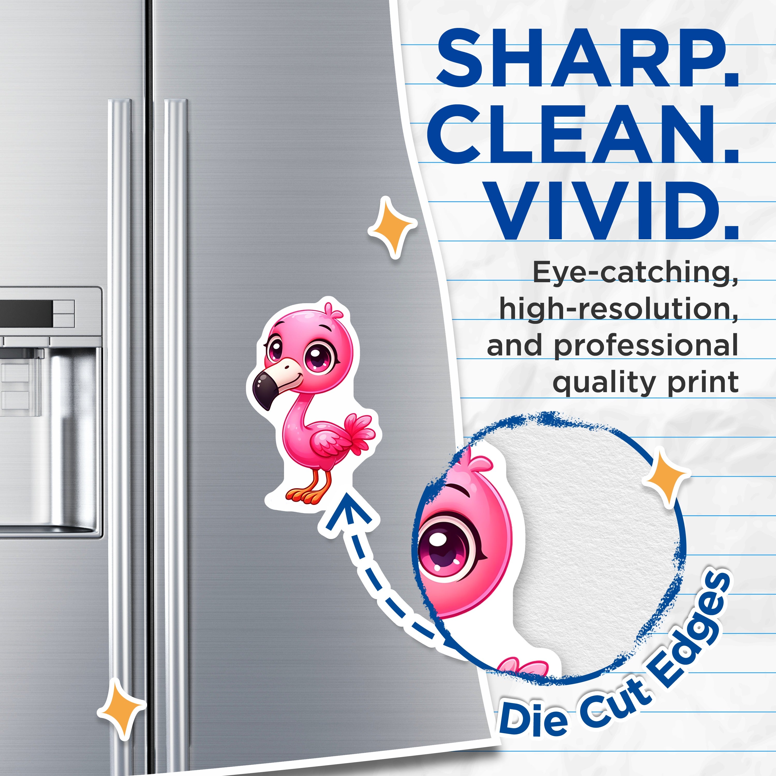 (2 Pack) Cute Flamingo Magnets - Kawaii Tropical Bird Fridge Decor - Pink Animal Locker Accents - 5 Inches On Longest Side - Thick Durable Magnet - Made in USA - MAG37888
