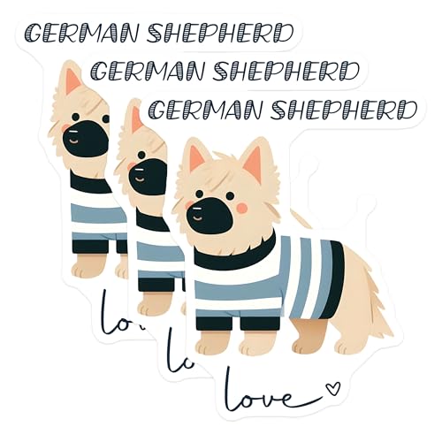 (3 Pack) German Shepherd Decals - Dog Breed Stickers - Cute Pet Decals - 3 Inches On Longest Side - Easy Peel & Apply - Made in USA - 3MCS6064